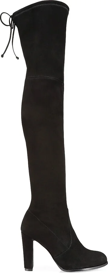 Women's Highland Over-The-Knee Suede Boots - Black - Size 10.5