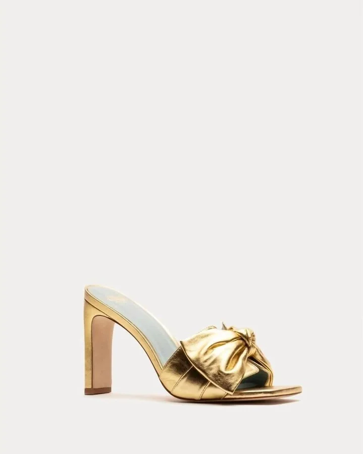 Women's Hilary Heels In Metallic Leather Gold