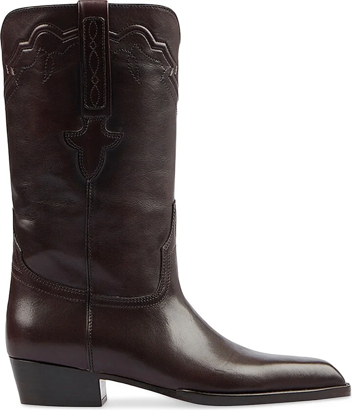 Women's Hilda 35MM Leather Boots - Espresso - Size 5