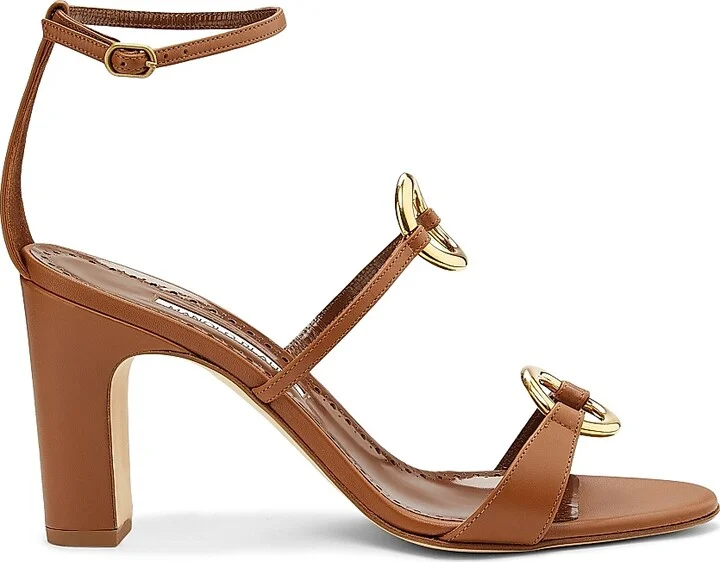 Women's Hisfahan Leather Block-Heel Sandals - Medium Brown - Size 10.5
