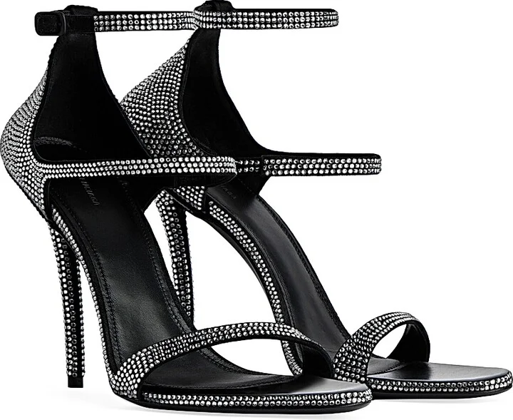 Women's Honey 110MM Sandals with Rhinestones - Black Grey - Size 8 - Image 2