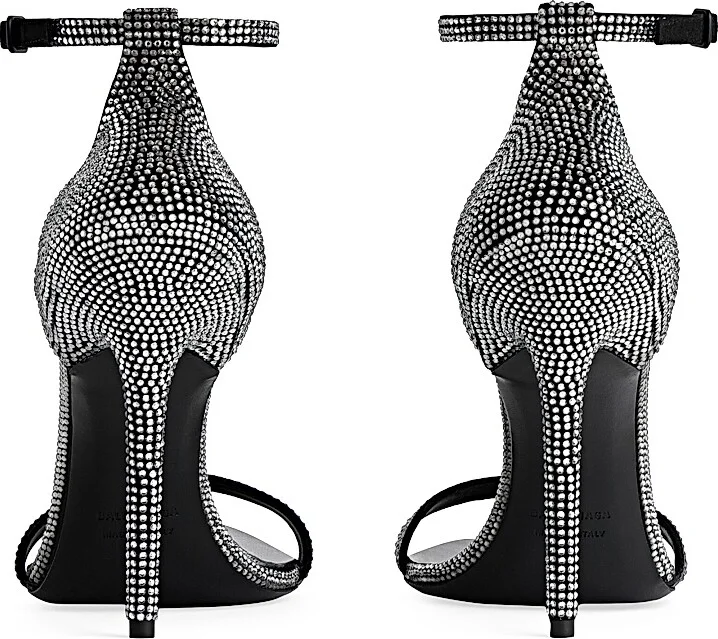 Women's Honey 110MM Sandals with Rhinestones - Black Grey - Size 8 - Image 3