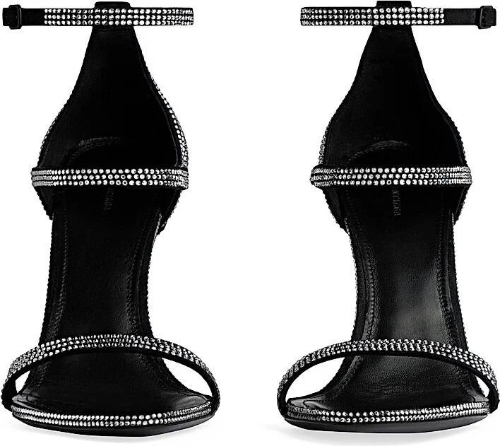 Women's Honey 110MM Sandals with Rhinestones - Black Grey - Size 8 - Image 4