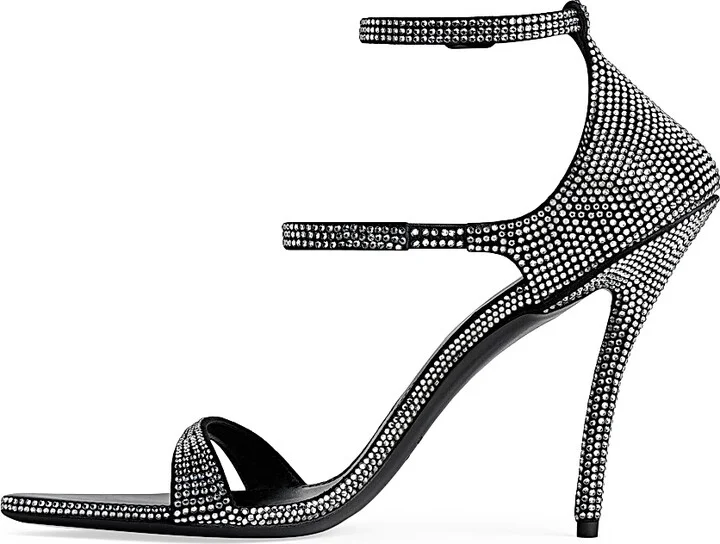 Women's Honey 110MM Sandals with Rhinestones - Black Grey - Size 8 - Image 6