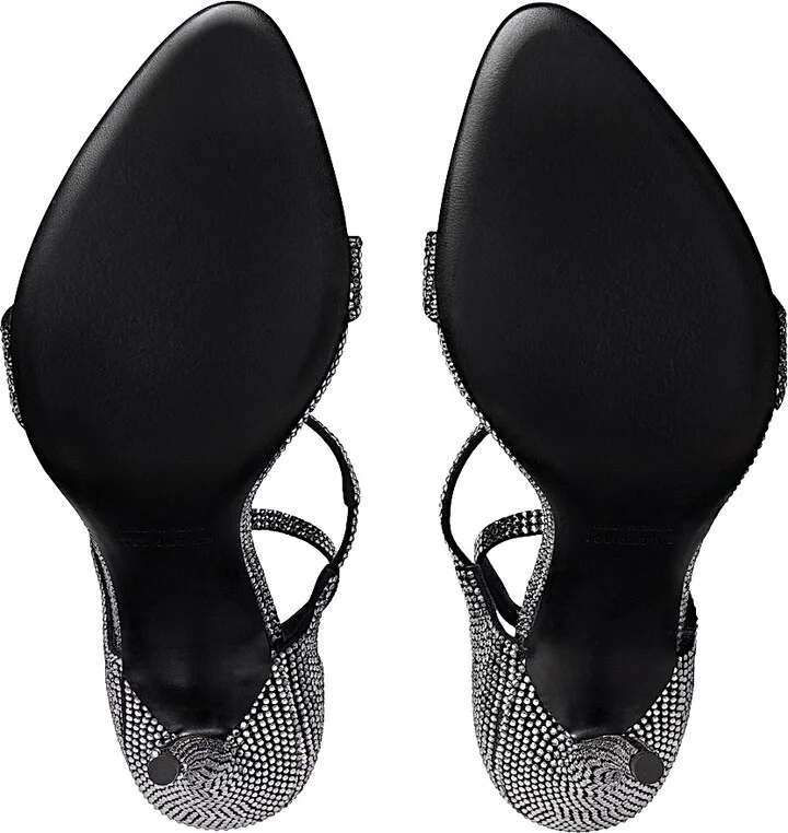 Women's Honey 110MM Sandals with Rhinestones - Black Grey - Size 8 - Image 7