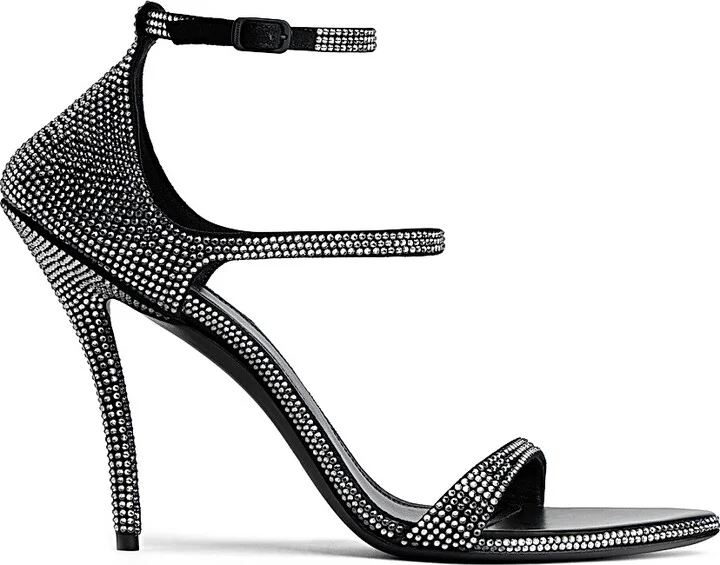 Women's Honey 110MM Sandals with Rhinestones - Black Grey - Size 8
