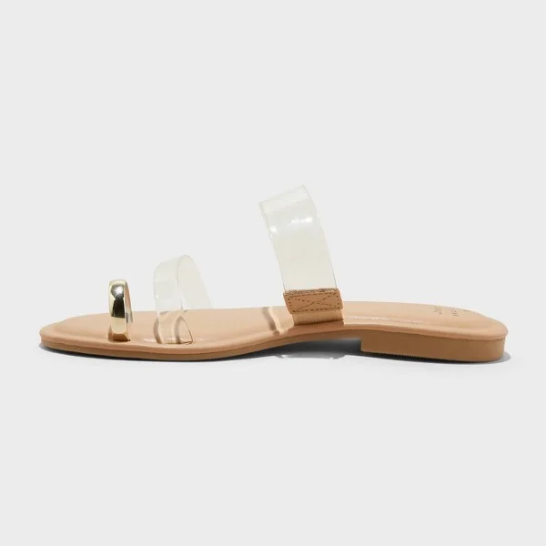 Women's Honey Metal Toe Loop Double Band Slide Sandals with Memory Foam Insole - A New Day™ Tan : Slip-On, Open Toe - Image 2