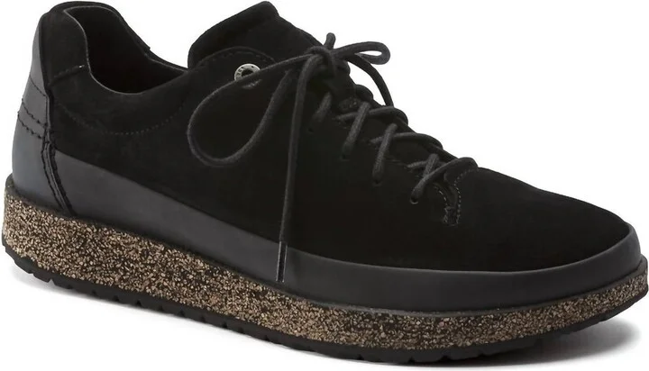 Women's Honnef Low Suede Leather Sneaker - Medium/narrow In Black