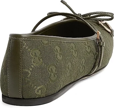 Women's Horsebit GG Canvas & Leather Ballerina Flats - Bottle - Size 7 - Image 3