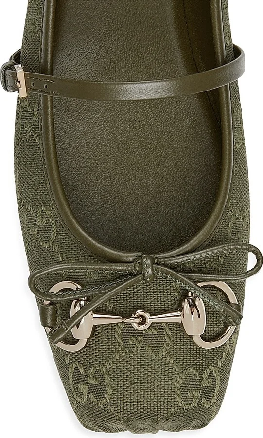 Women's Horsebit GG Canvas & Leather Ballerina Flats - Bottle - Size 7 - Image 5