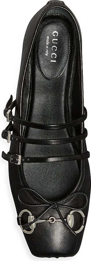 Women's Horsebit Leather Ballet Flats - Black - Size 7 - Image 4