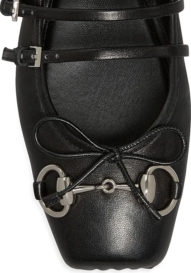 Women's Horsebit Leather Ballet Flats - Black - Size 7 - Image 5