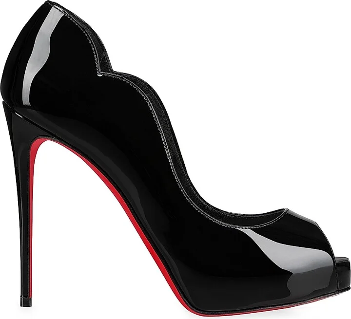Women's Hot Chick Alta 120MM Patent Leather Pumps - Black - Size 5