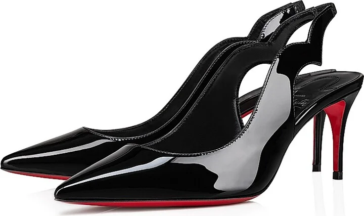 Women's Hot Chick Sling 70MM Patent Leather Pumps - Black - Size 4.5 - Image 2