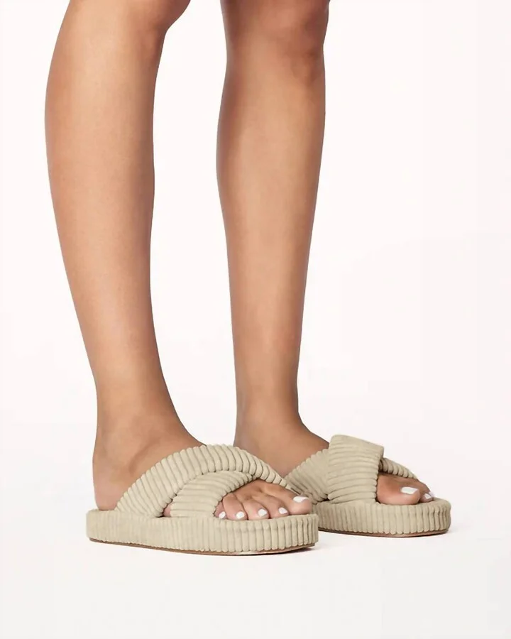 Women's Huxley Sandals In Cream Ribbed Terry