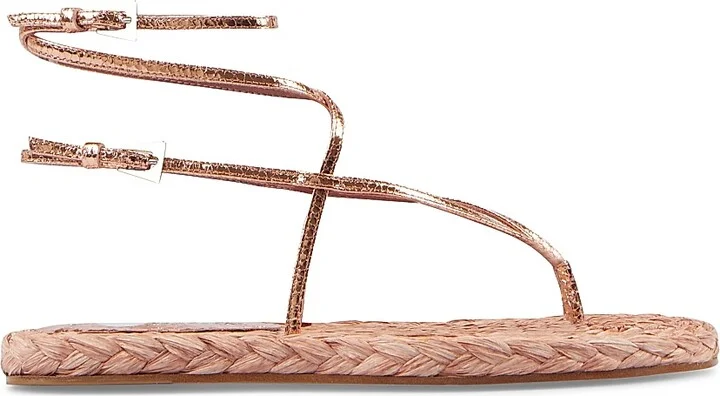Women's Hydra Metallic Leather Ankle-Wrap Sandals - Rose Gold - Size 6.5