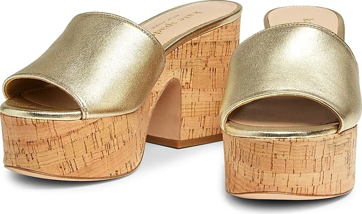 Women's Ibiza Leather Platform Sandals - Gold - Size 10 - Image 2