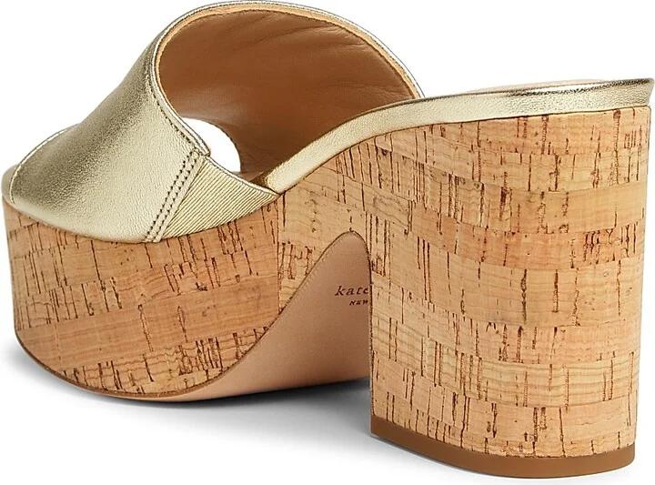 Women's Ibiza Leather Platform Sandals - Gold - Size 10 - Image 3