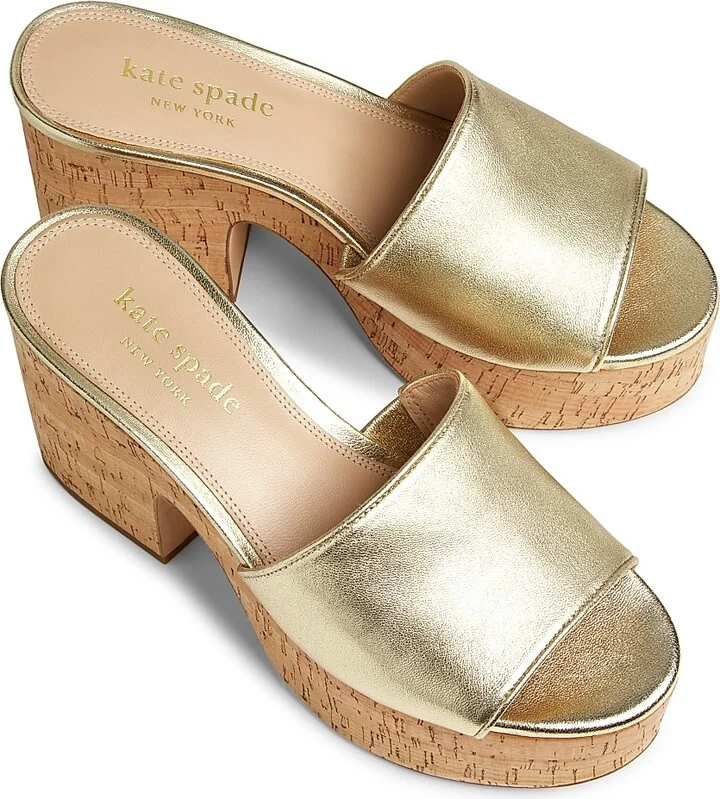 Women's Ibiza Leather Platform Sandals - Gold - Size 10 - Image 4