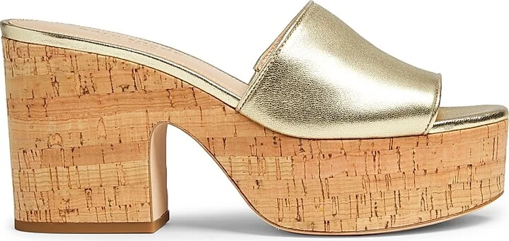 Women's Ibiza Leather Platform Sandals - Gold - Size 10