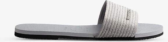 Womens Ice Grey You Malta Striped Woven Sandals 3/4