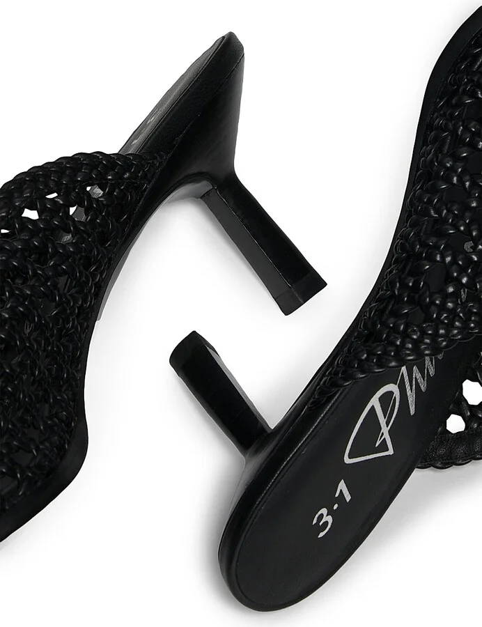 Women's ID Macramé 65MM Leather Mules - Black - Size 8 - Image 5