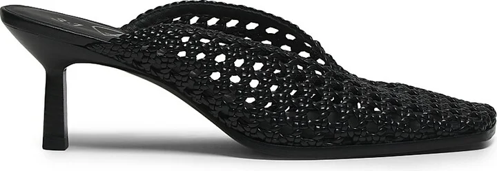 Women's ID Macramé 65MM Leather Mules - Black - Size 8