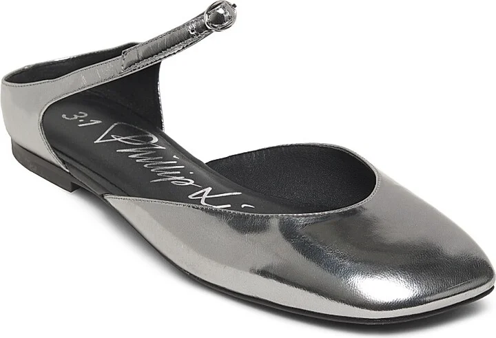 Women's ID Mary Jane Leather Flats - Silver - Size 8 - Image 2