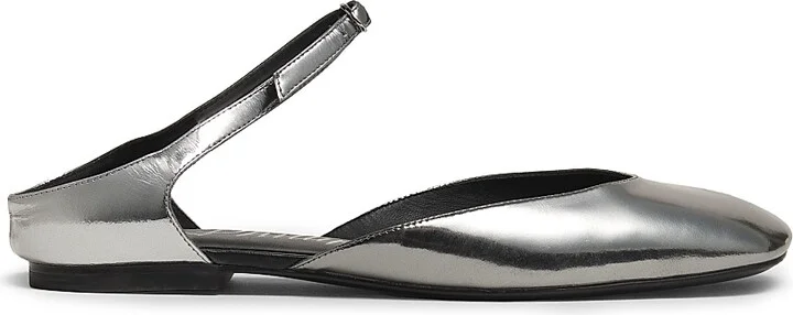 Women's ID Mary Jane Leather Flats - Silver - Size 8
