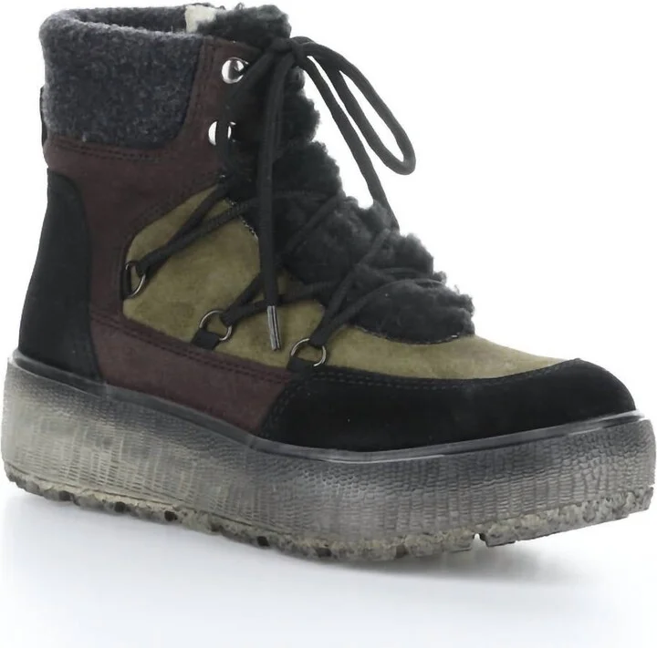 Women's Ideal Waterproof Boot In Black/olive/plum