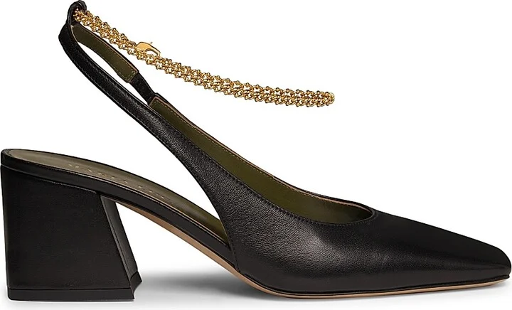 Women's Ilaria 65MM Embellished Leather Slingback Pumps - Black - Size 5.5