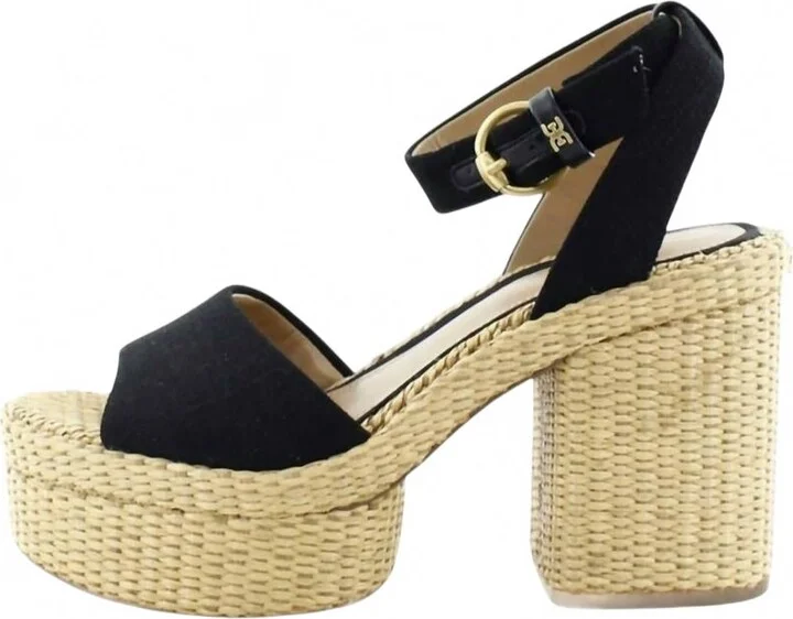 Women's Immie Block Heeled Sandal In Black Linen