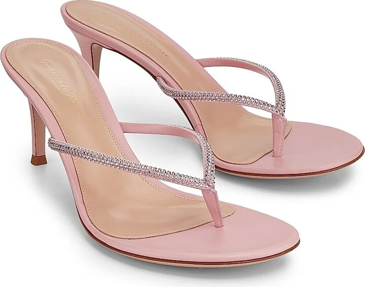 Women's India 70MM Rhinestone-Embellished Metallic Leather Sandals - Sakura - Size 5.5 - Image 2