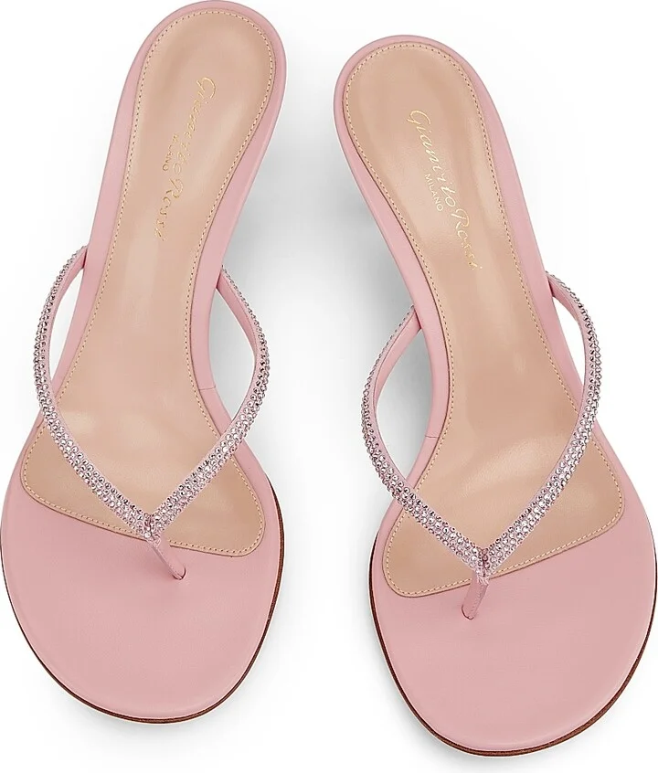 Women's India 70MM Rhinestone-Embellished Metallic Leather Sandals - Sakura - Size 5.5 - Image 4
