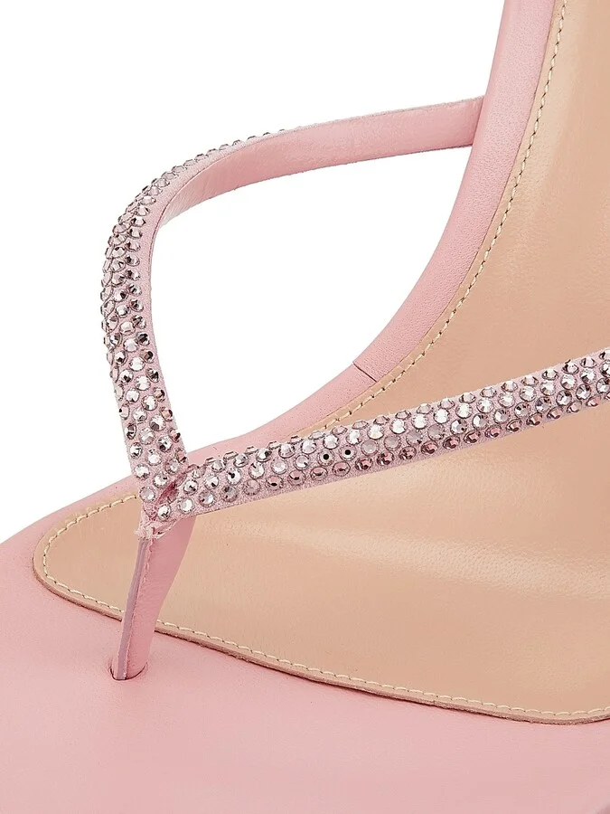 Women's India 70MM Rhinestone-Embellished Metallic Leather Sandals - Sakura - Size 5.5 - Image 6
