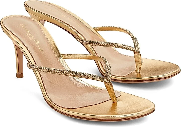 Women's India 70MM Rhinestone-Embellished Metallic Leather Sandals - Sakura - Size 5.5 - Image 7
