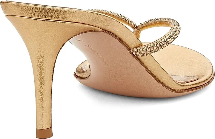 Women's India 70MM Rhinestone-Embellished Metallic Leather Sandals - Sakura - Size 5.5 - Image 8