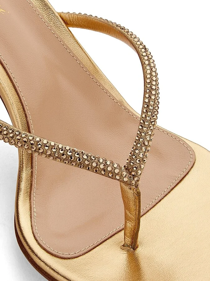 Women's India 70MM Rhinestone-Embellished Metallic Leather Sandals - Sakura - Size 5.5 - Image 11
