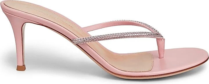 Women's India 70MM Rhinestone-Embellished Metallic Leather Sandals - Sakura - Size 5.5