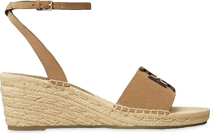 Women's Ines Leather Double T Wedge Espadrille Sandals - Noisette - Size 10