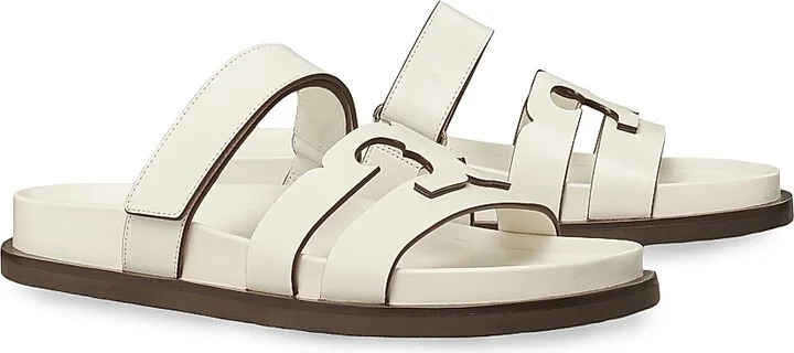 Women's Ines Logo-Detailed Leather Slide Sandals - Perfect Black - Size 10 - Image 5
