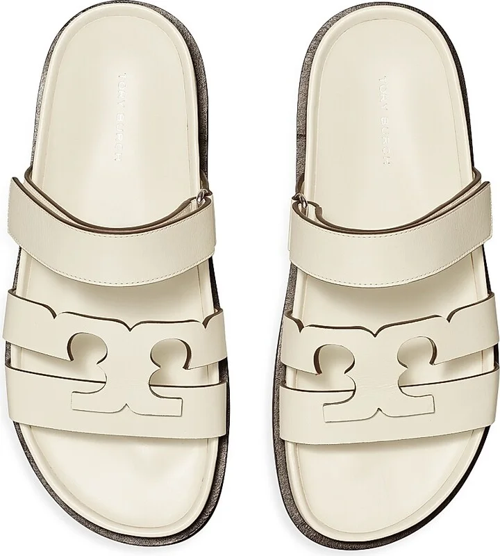 Women's Ines Logo-Detailed Leather Slide Sandals - Perfect Black - Size 10 - Image 6