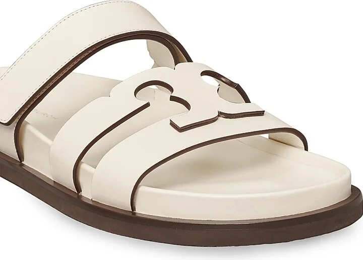 Women's Ines Logo-Detailed Leather Slide Sandals - Perfect Black - Size 10 - Image 7