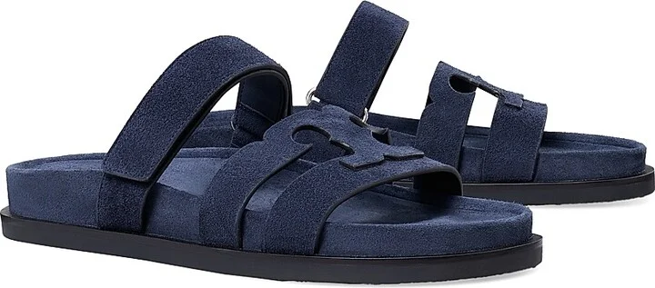 Women's Ines Logo-Detailed Suede Slide Sandals - New Navy - Size 10 - Image 2