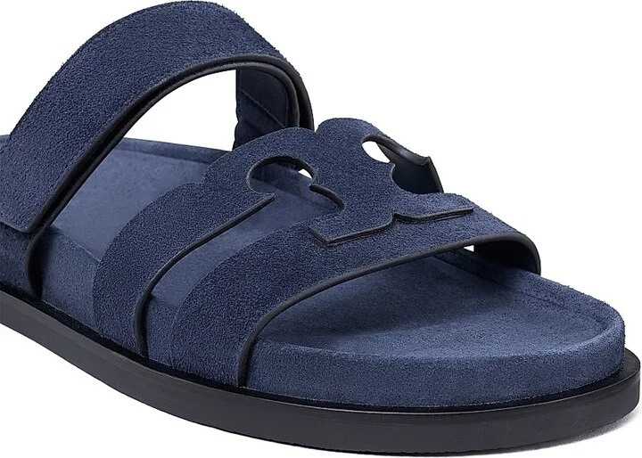 Women's Ines Logo-Detailed Suede Slide Sandals - New Navy - Size 10 - Image 4