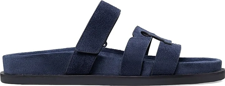 Women's Ines Logo-Detailed Suede Slide Sandals - New Navy - Size 10