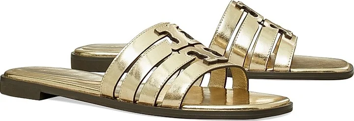 Women's Ines Logo Metallic Leather Sandals - Spark Gold - Size 10 - Image 2