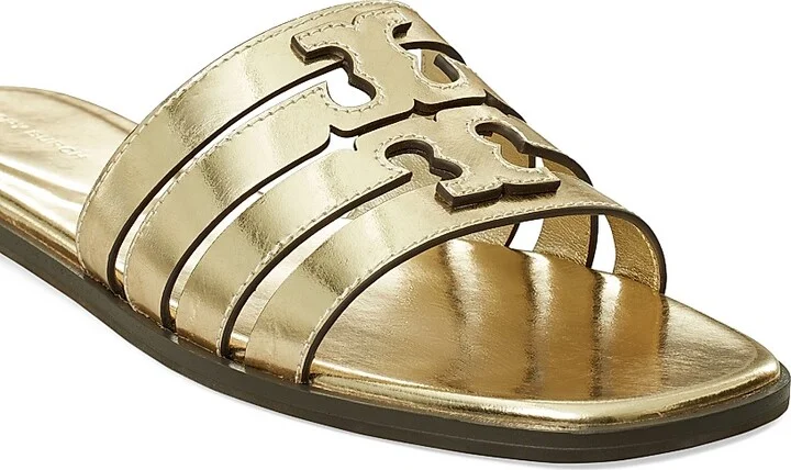 Women's Ines Logo Metallic Leather Sandals - Spark Gold - Size 10 - Image 4