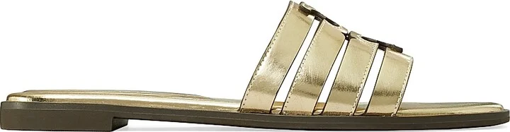 Women's Ines Logo Metallic Leather Sandals - Spark Gold - Size 10