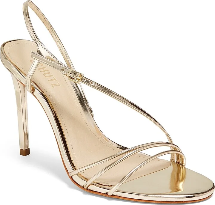 Women's Inez 100MM Metallic Leather Sandals - Platina - Size 6.5 - Image 2